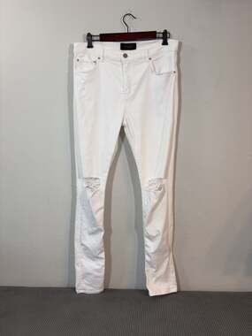 Oro Los Angeles Distressed White Skinny Jeans Size 12L